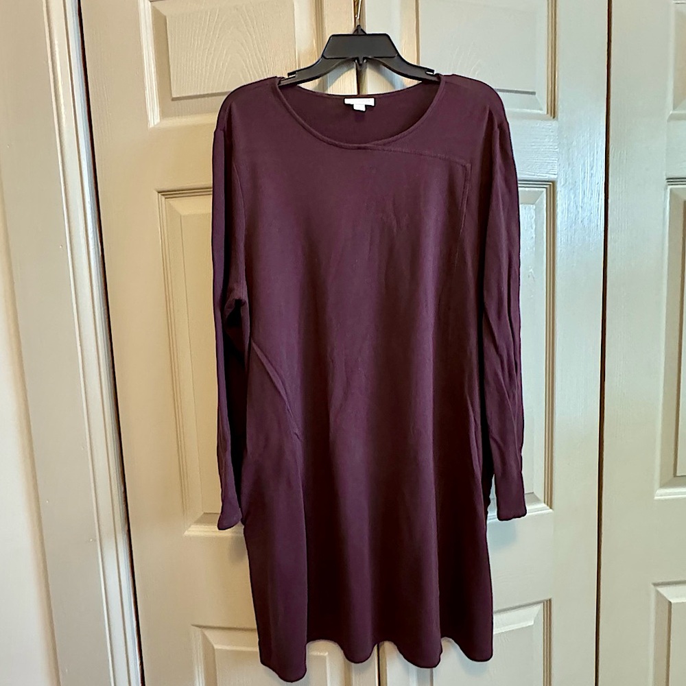 J Jill Pure Jill Plum Color Long Sleeve Pima Cotton Tunic Dress
